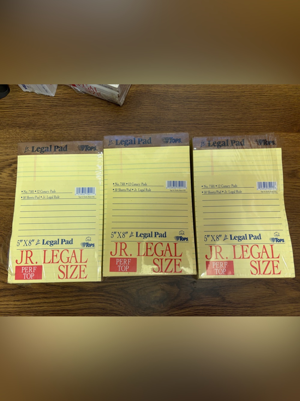36 Tops Jr. Legal Size White Pads 5” x 8” – 3 Sealed Packs